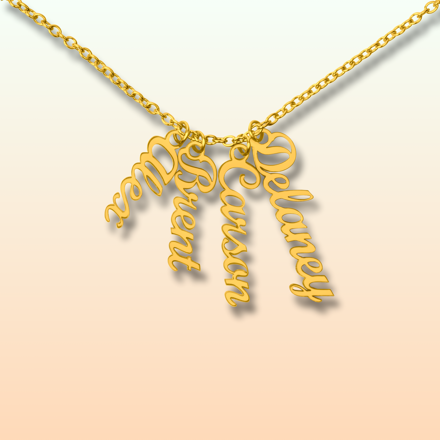 Multiple Vertical Names Necklace